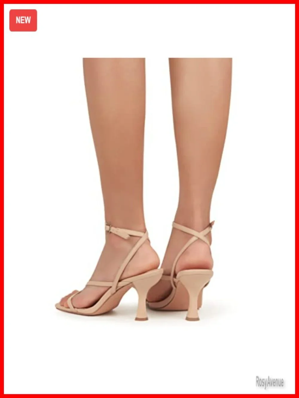 Kitten Heels Square Toe Thong Strappy Ankle Strap Stiletto Sandals